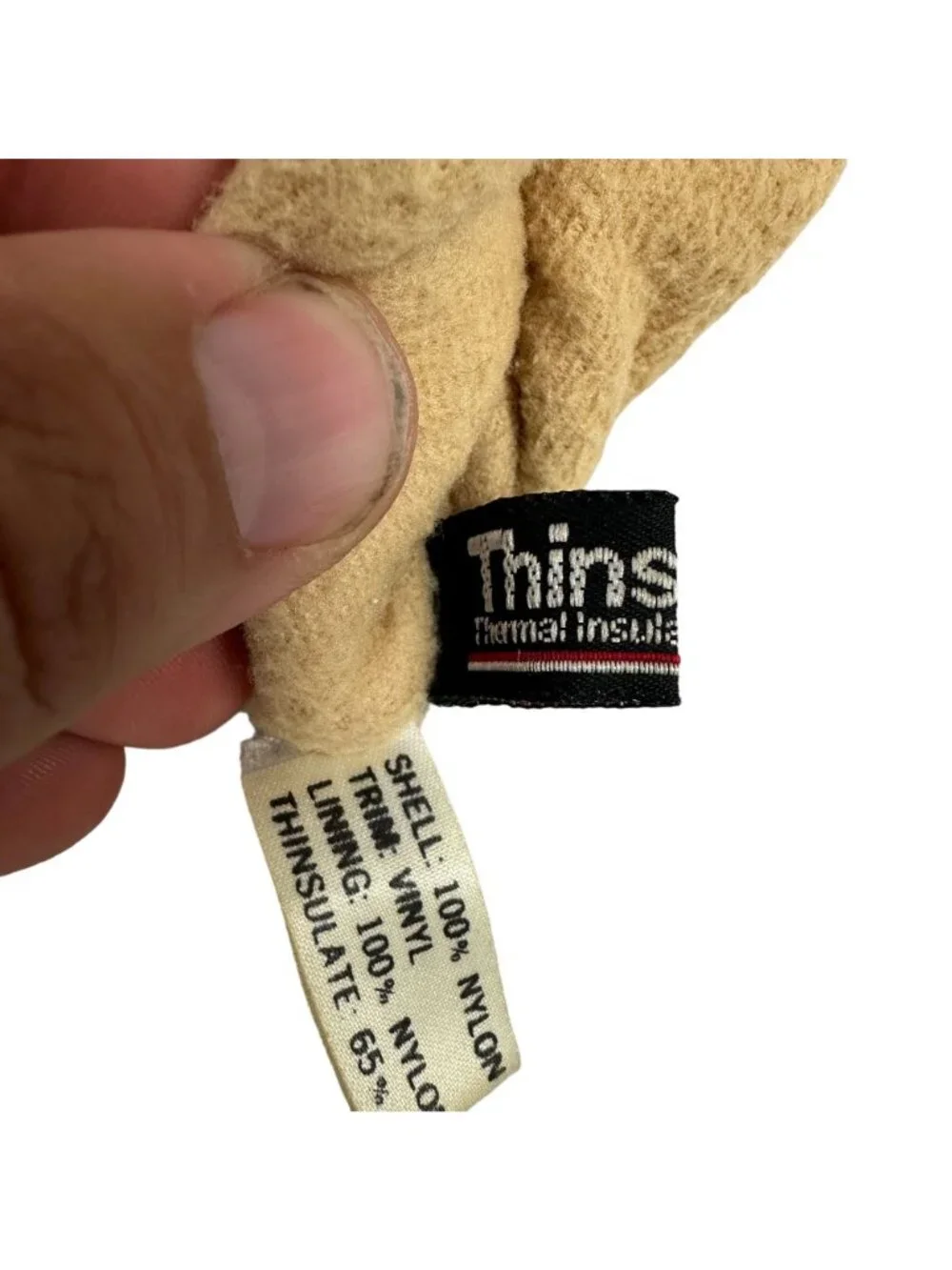 Thinsulate Lined Gloves Brown Tan Unisex Warm Nylon Vinyl Insulation Winter